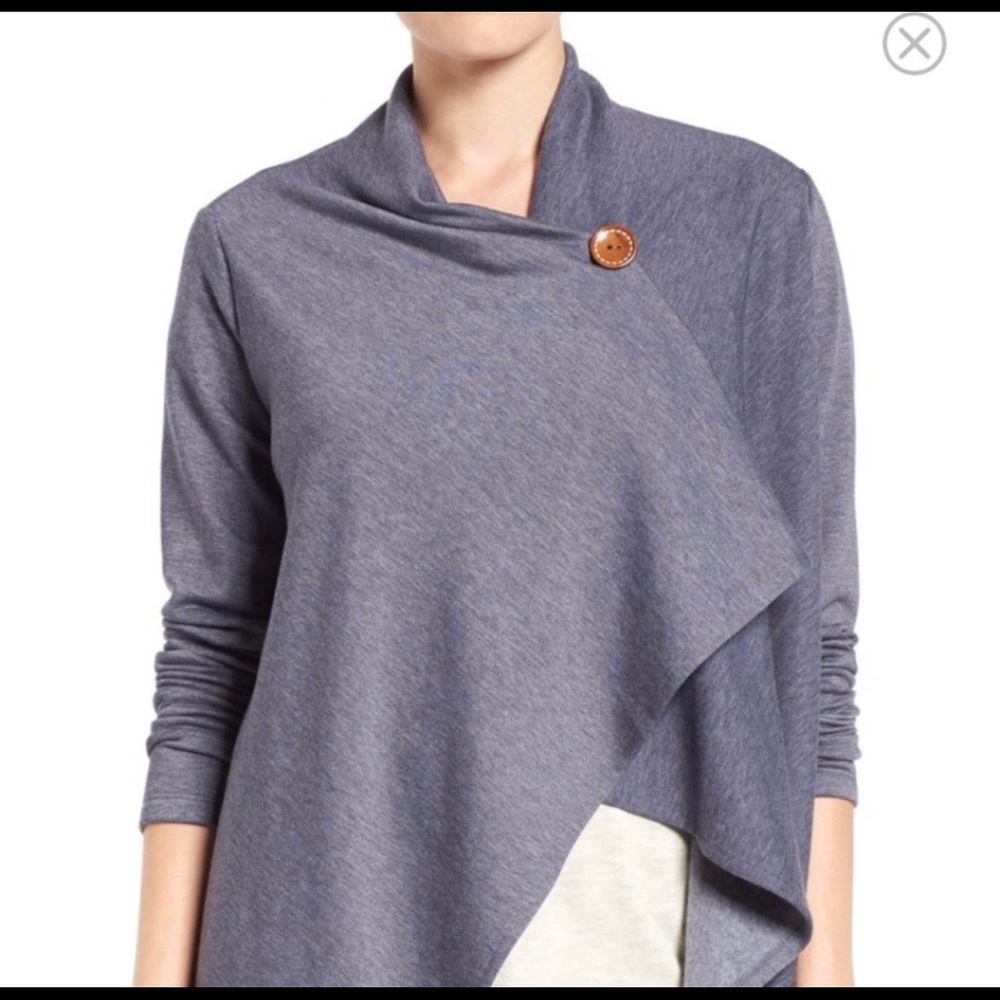 Bobeau One Button Wrap Cardigan